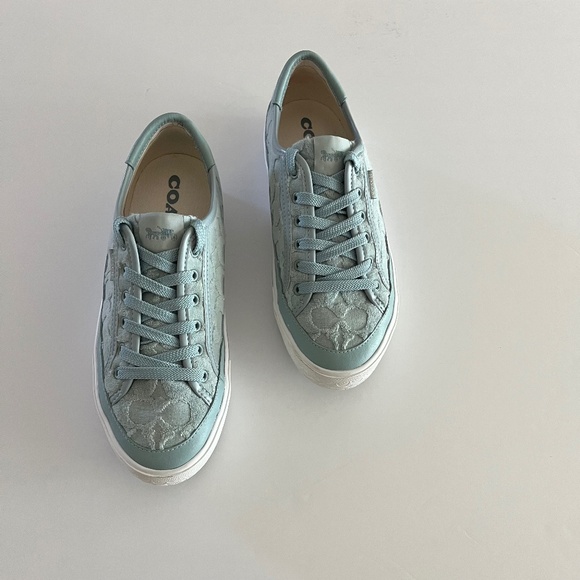 Women’s COACH Citysole Platform Sneakers in Signature Terry Cloth Aqua Size 8B - Picture 1 of 13